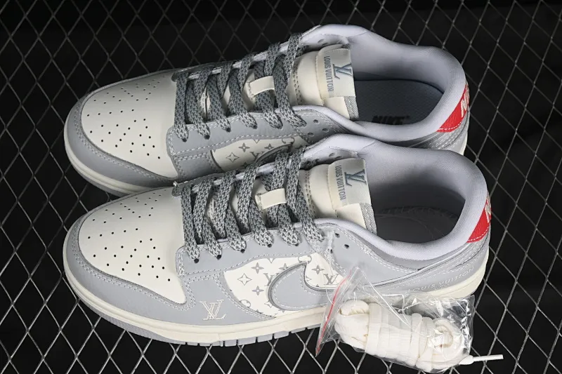 All categories Air Jordan Jordan series basketball shoes Air Jordan 1 Low high-end customized low-top sneakers Air Jordan 1 Low AJ1 Joe 1 LV joint classic gray and white high-end customized low-top retro basketball shoes SC9207-426
